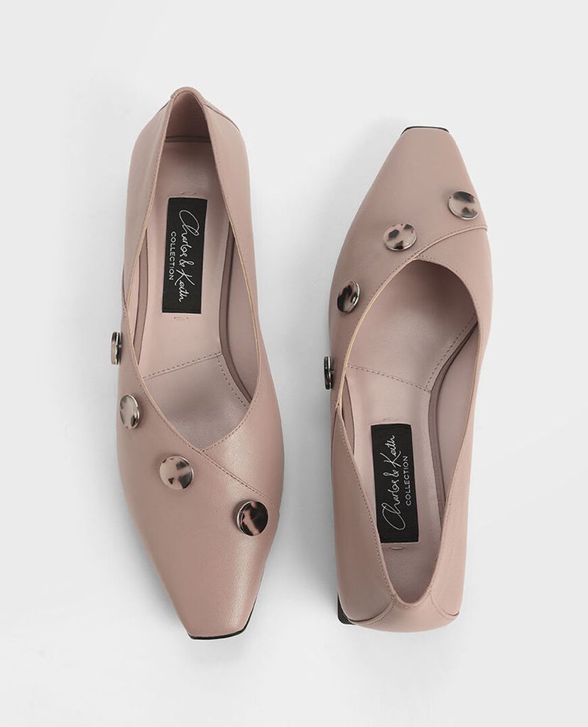 CHARLES & KEITH - Giày đế bệt Chrome Button Detail