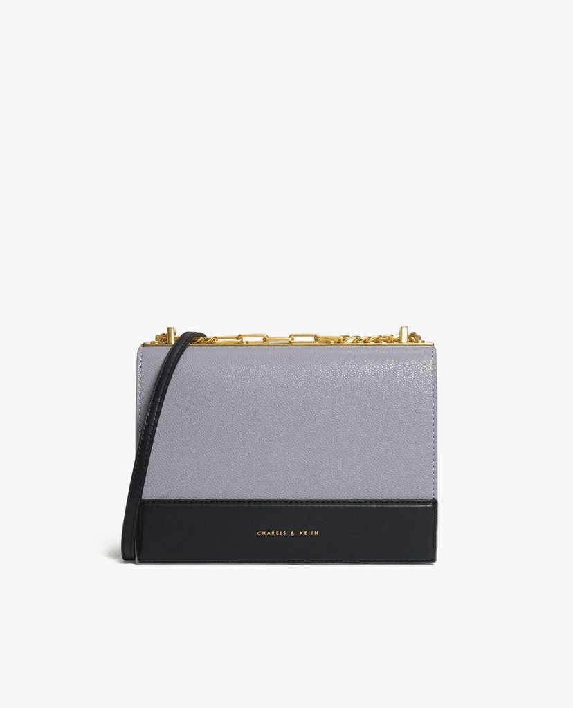 CHARLES & KEITH - Túi đeo chéo nữ chữ nhật Contrast Detail Boxy