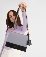 CHARLES & KEITH - Túi đeo chéo nữ chữ nhật Contrast Detail Boxy