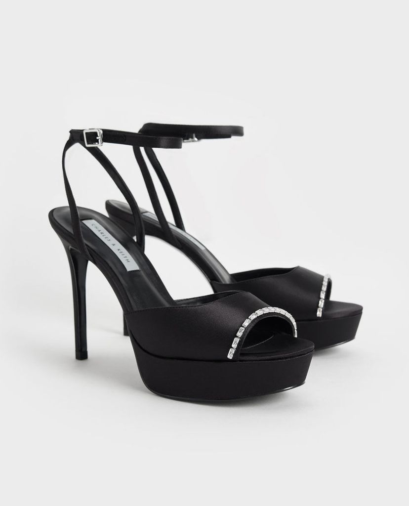 CHARLES & KEITH - Giày cao gót hở mũi Gem Embellished