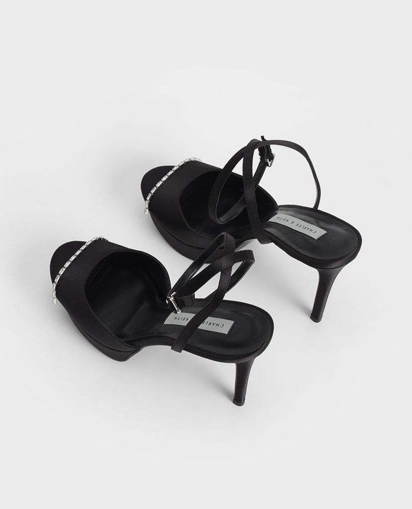 CHARLES & KEITH - Giày cao gót hở mũi Gem Embellished