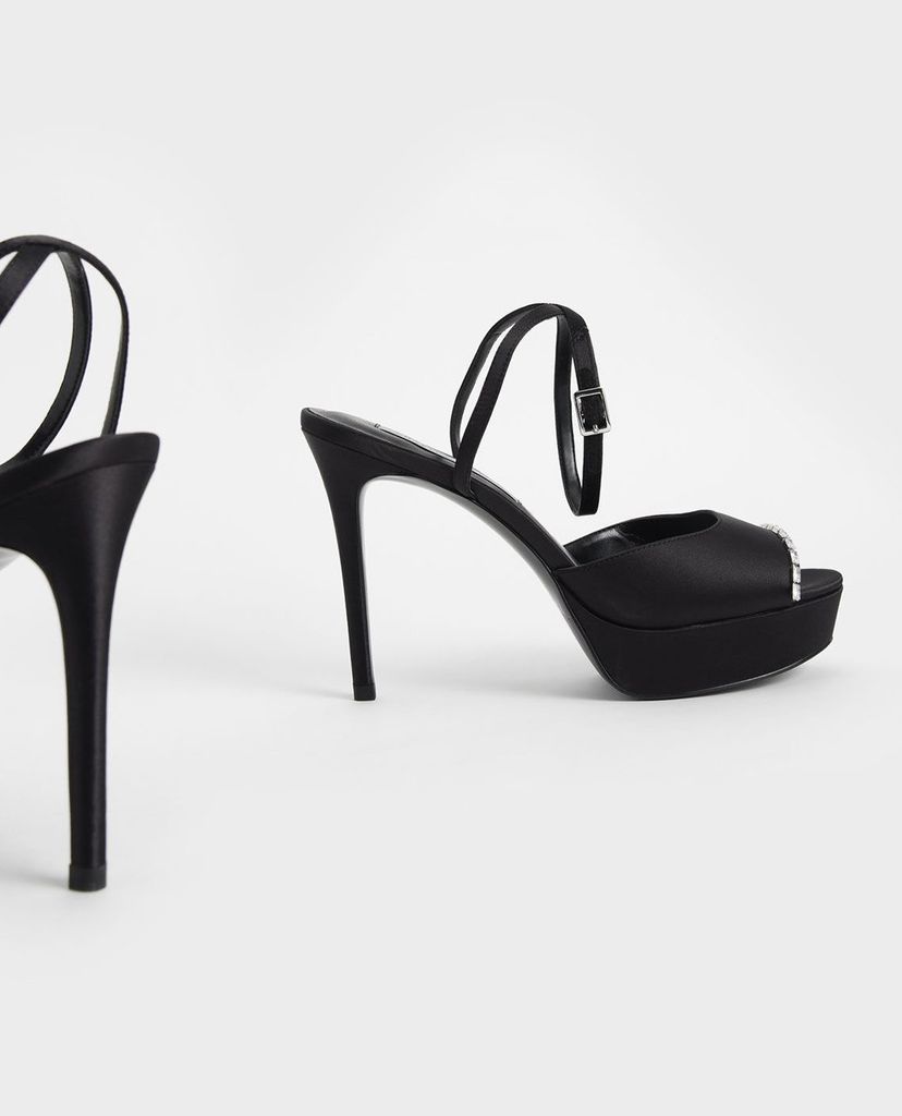 CHARLES & KEITH - Giày cao gót hở mũi Gem Embellished