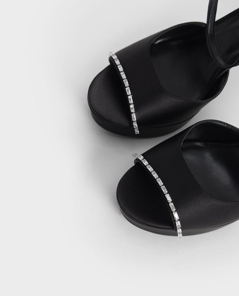 CHARLES & KEITH - Giày cao gót hở mũi Gem Embellished