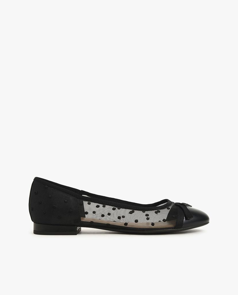 CHARLES & KEITH - Giày đế bệt nữ mũi tròn Mesh Bow Tie Ballerina