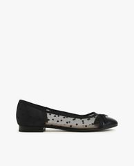 CHARLES & KEITH - Giày đế bệt nữ mũi tròn Mesh Bow Tie Ballerina
