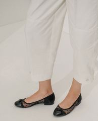 CHARLES & KEITH - Giày đế bệt nữ mũi tròn Mesh Bow Tie Ballerina