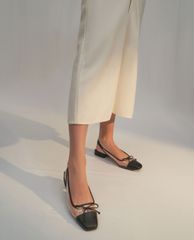 CHARLES & KEITH - Giày búp bê nữ mũi vuông Bow Slingback