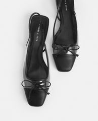 CHARLES & KEITH - Giày búp bê nữ mũi vuông Bow Slingback