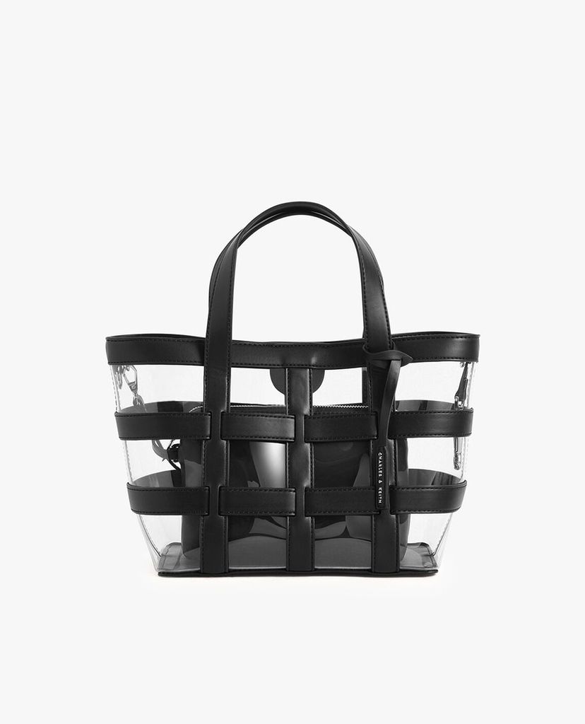 CHARLES & KEITH - Túi xách tay nữ Caged Canvas