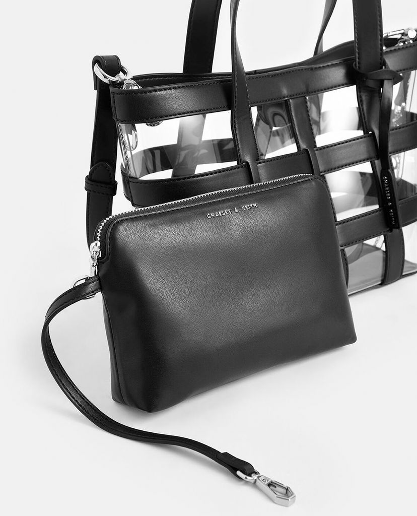 CHARLES & KEITH - Túi xách tay nữ Caged Canvas