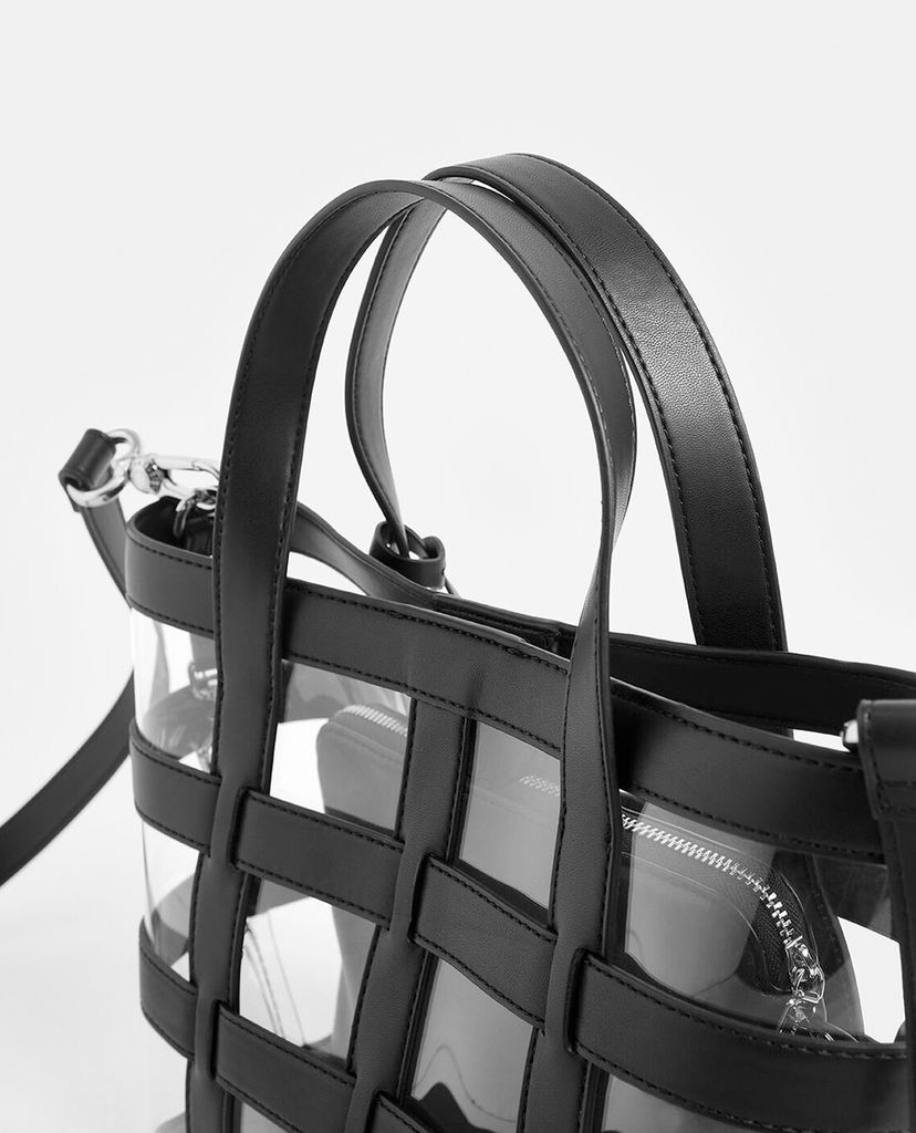 CHARLES & KEITH - Túi xách tay nữ Caged Canvas