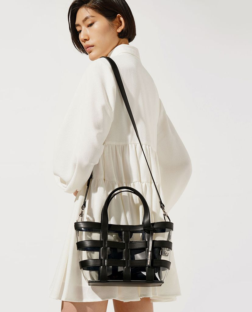 CHARLES & KEITH - Túi xách tay nữ Caged Canvas