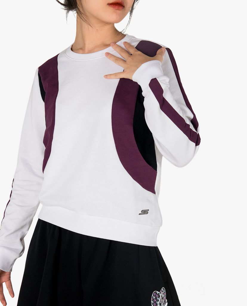 SKECHERS - Áo hoodie nữ cổ tròn tay dài phối viền thời trang