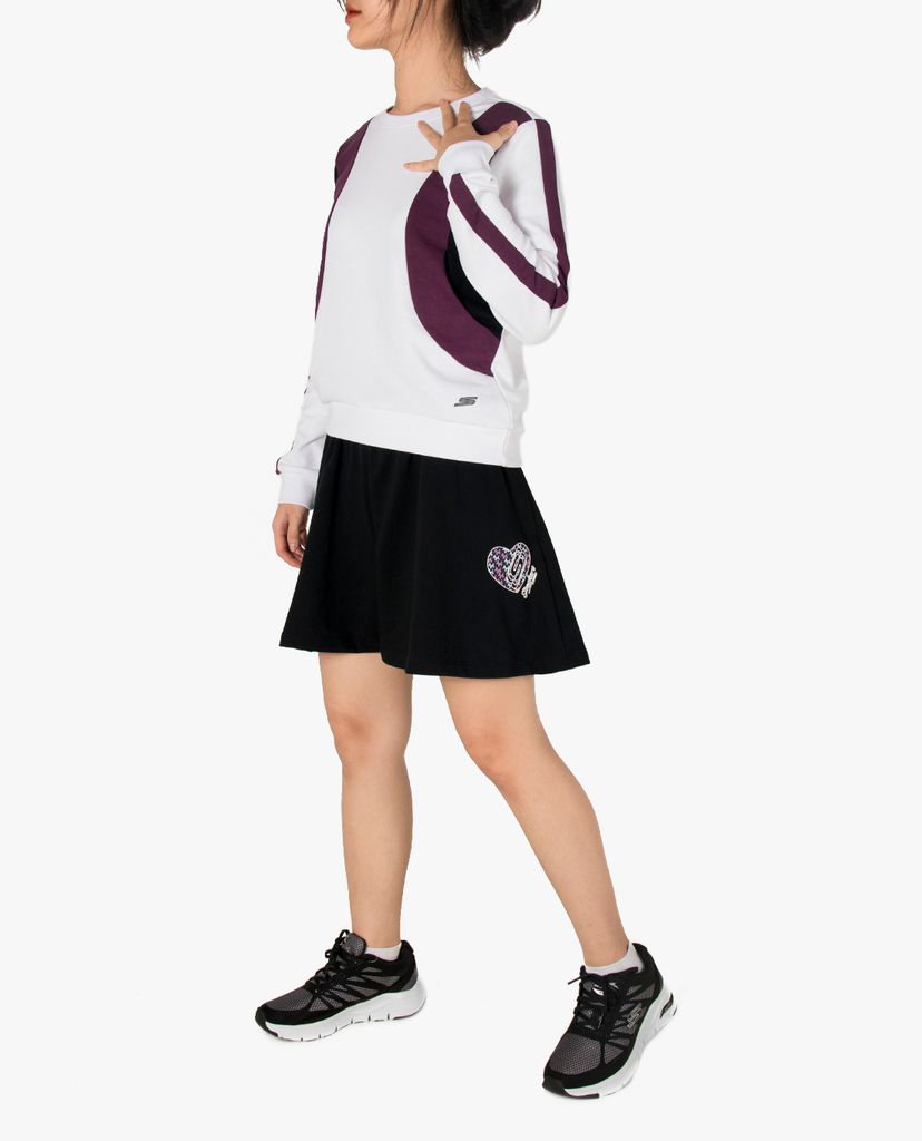 SKECHERS - Áo hoodie nữ cổ tròn tay dài phối viền thời trang