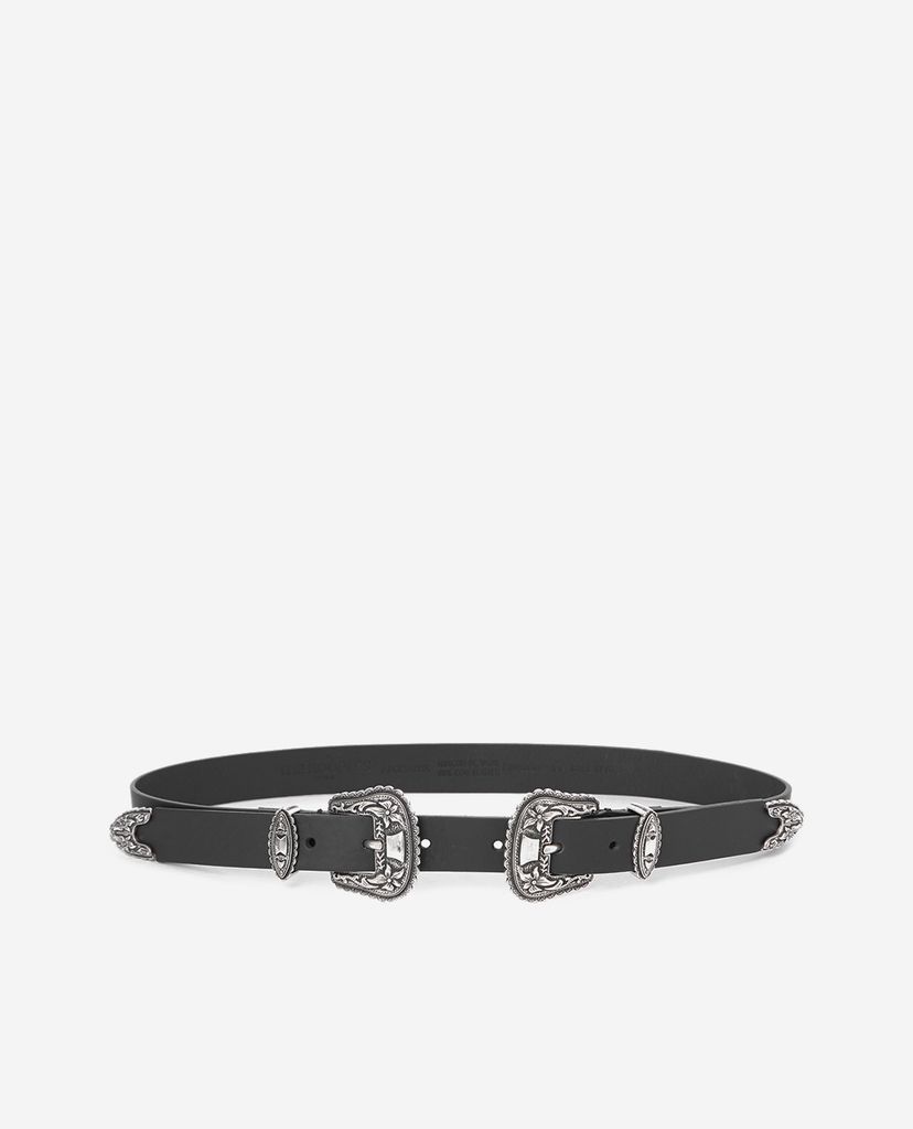 THE KOOPLES - Thắt lưng nữ bản nhỏ Double Buckle
