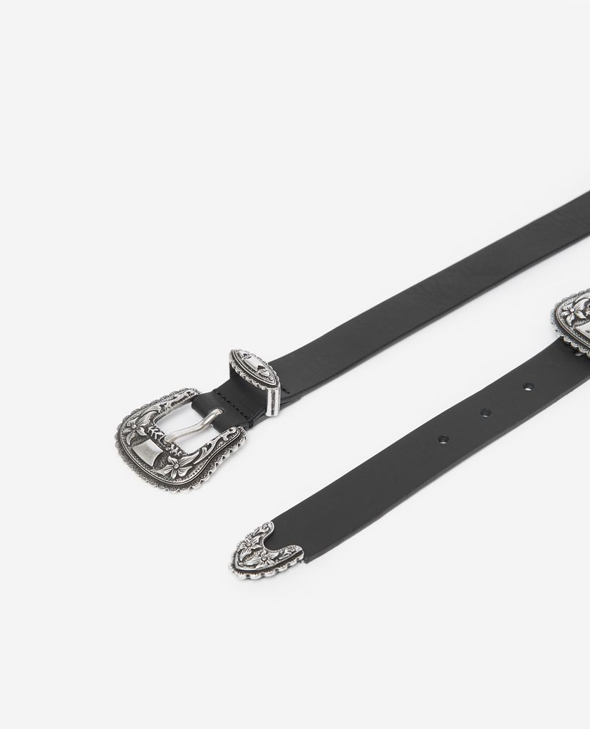 THE KOOPLES - Thắt lưng nữ bản nhỏ Double Buckle