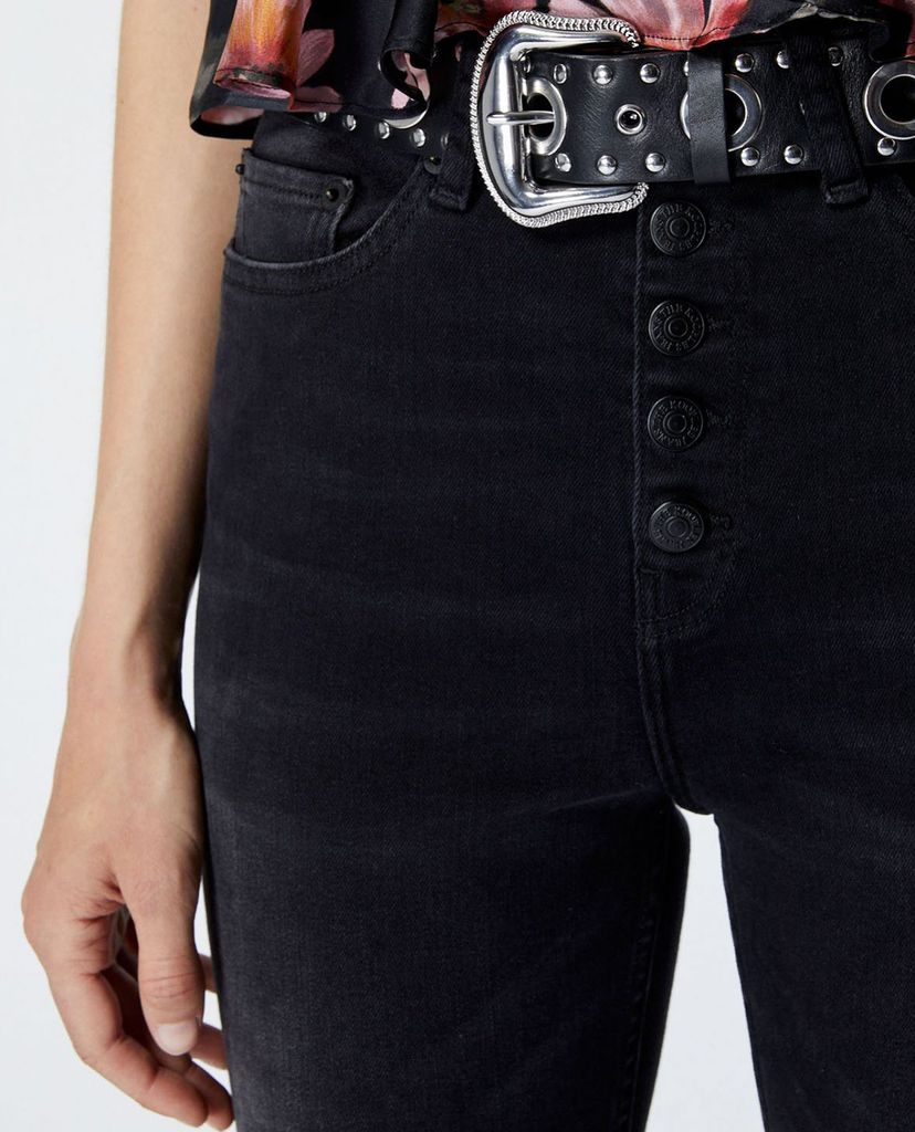THE KOOPLES - Thắt lưng nữ bản vừa Silver Eyelets