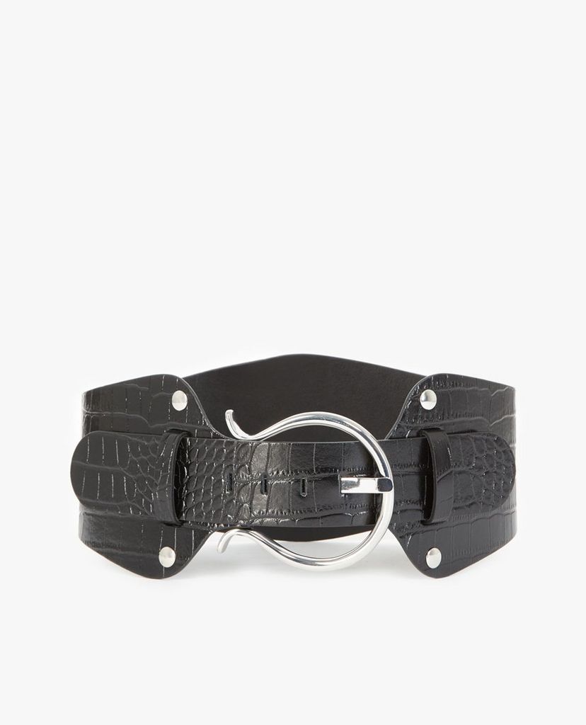 THE KOOPLES - Thắt lưng nữ bản lớn Silver Buckle