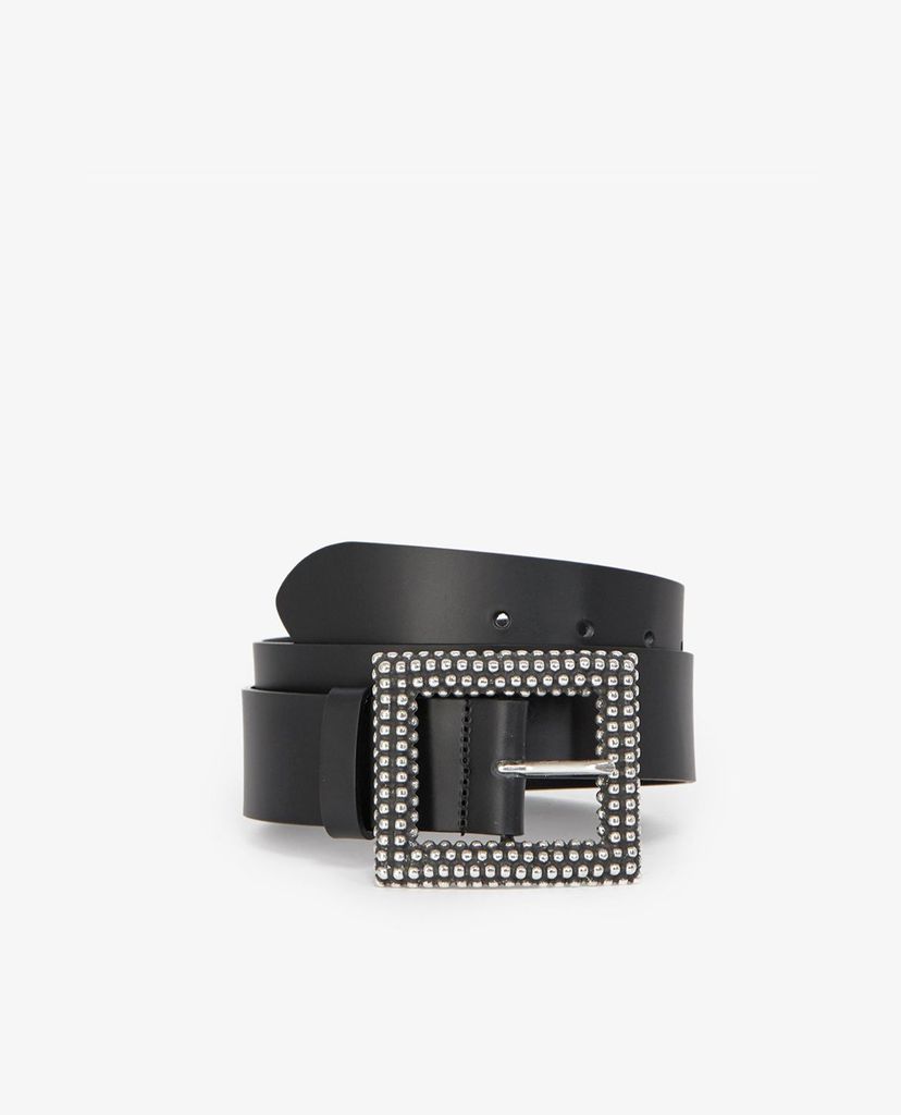 THE KOOPLES - Thắt lưng nữ bảng vừa Classic Black Leather