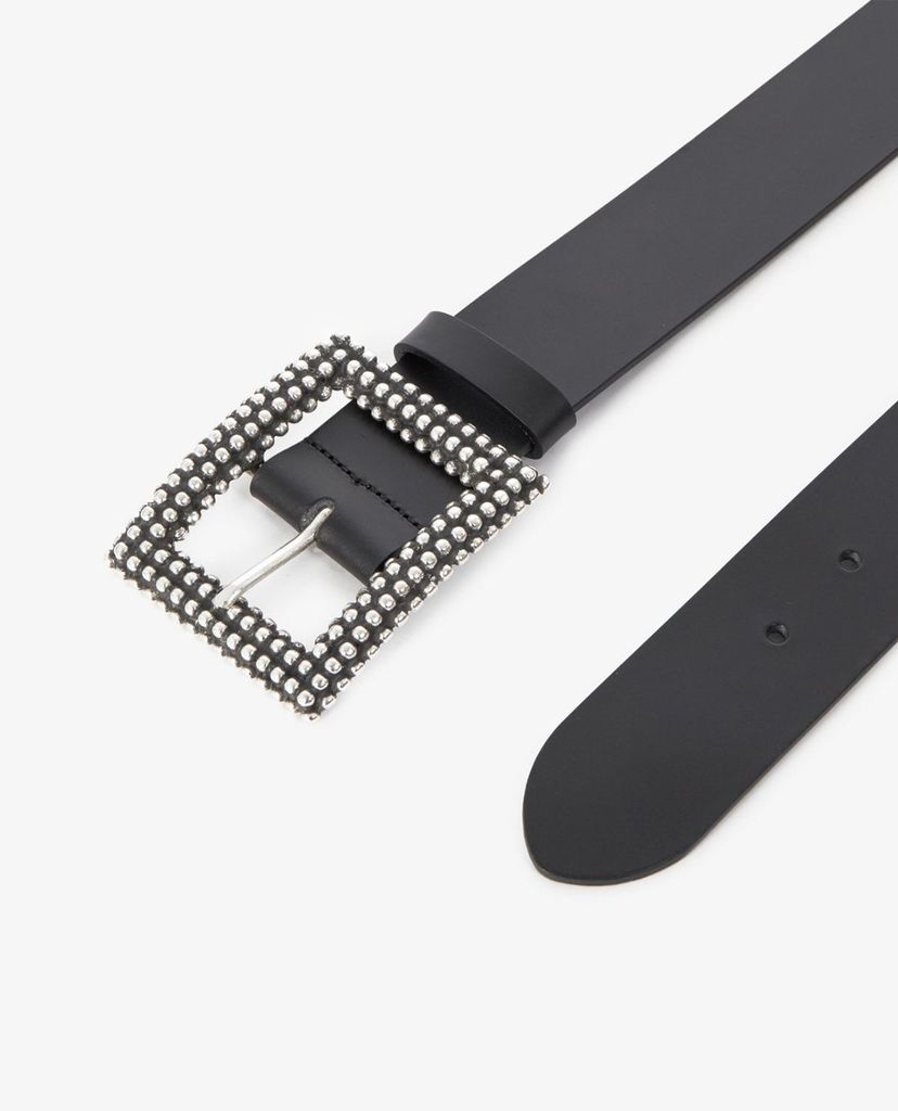 THE KOOPLES - Thắt lưng nữ bảng vừa Classic Black Leather