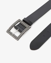 THE KOOPLES - Thắt lưng nữ bảng vừa Classic Black Leather