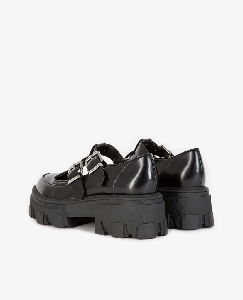 THE KOOPLES - Giày đế xuồng nữ mũi tròn Black Leather T Bar