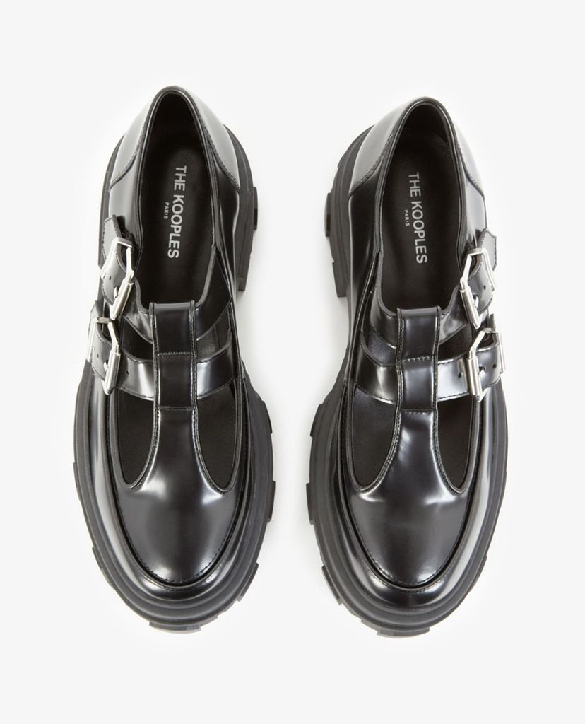 THE KOOPLES - Giày đế xuồng nữ mũi tròn Black Leather T Bar