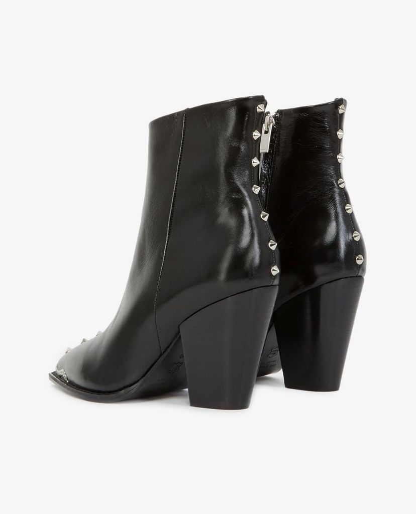THE KOOPLES - Giày boots nữ mũi nhọn Black Leather With Studs