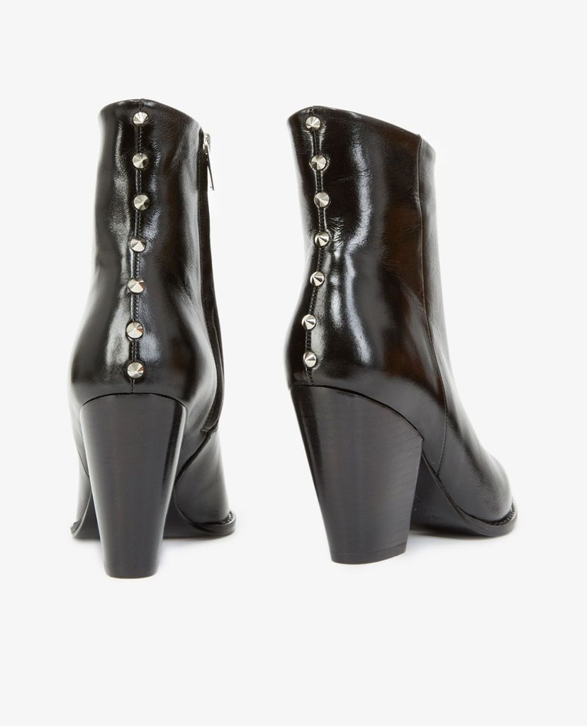 THE KOOPLES - Giày boots nữ mũi nhọn Black Leather With Studs