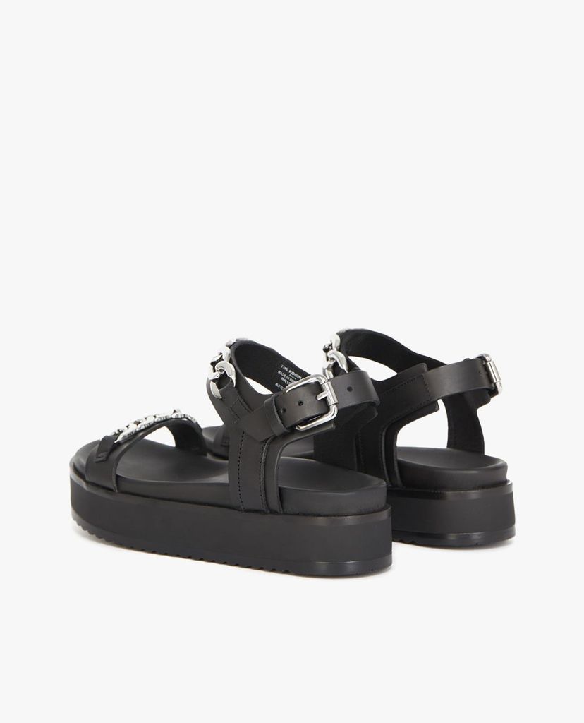 THE KOOPLES - Giày sandal nữ quai ngang Black Wedge With Chain