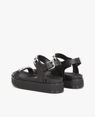 THE KOOPLES - Giày sandal nữ quai ngang Black Wedge With Chain