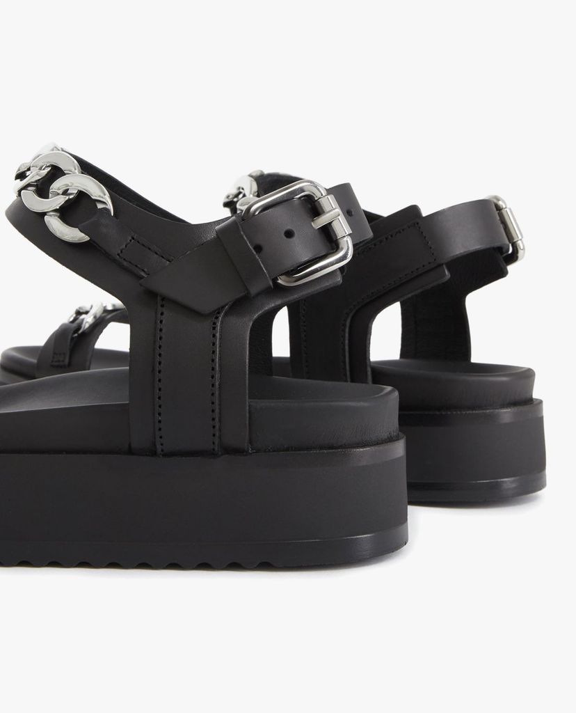 THE KOOPLES - Giày sandal nữ quai ngang Black Wedge With Chain
