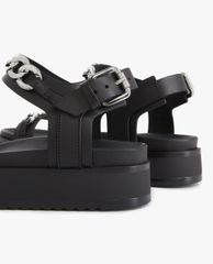 THE KOOPLES - Giày sandal nữ quai ngang Black Wedge With Chain