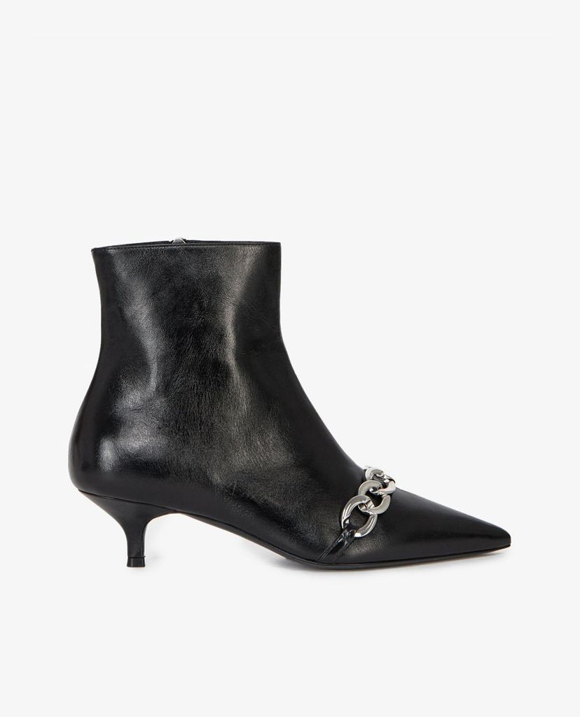 THE KOOPLES - Giày boots nữ mũi nhọn Black Ankle With Chain