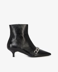 THE KOOPLES - Giày boots nữ mũi nhọn Black Ankle With Chain