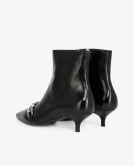 THE KOOPLES - Giày boots nữ mũi nhọn Black Ankle With Chain