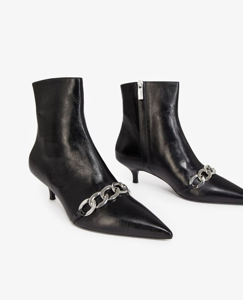 THE KOOPLES - Giày boots nữ mũi nhọn Black Ankle With Chain