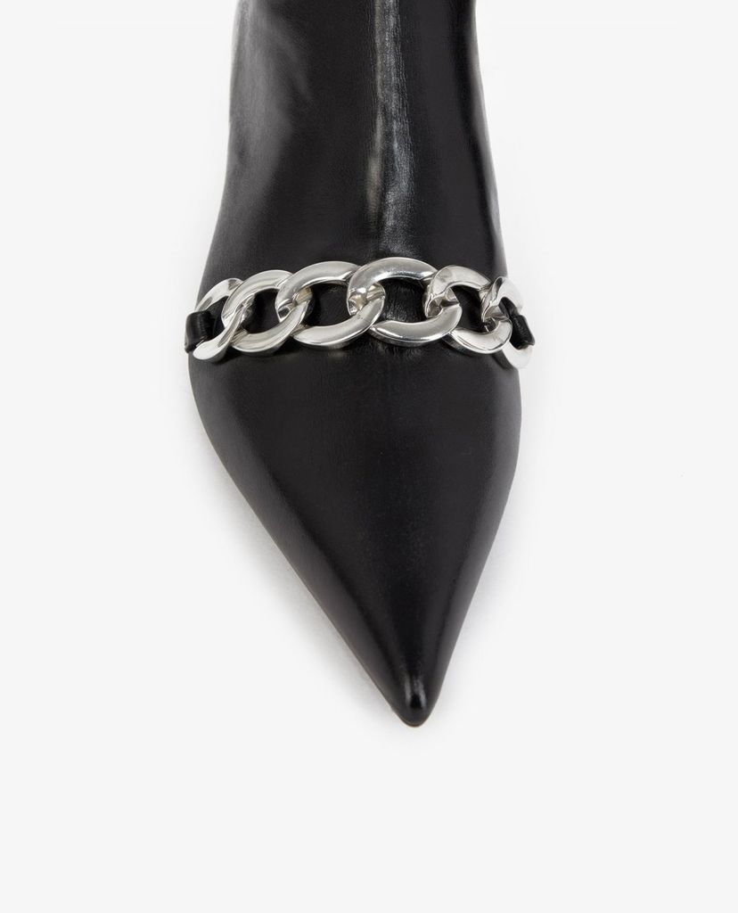THE KOOPLES - Giày boots nữ mũi nhọn Black Ankle With Chain