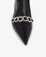 THE KOOPLES - Giày boots nữ mũi nhọn Black Ankle With Chain