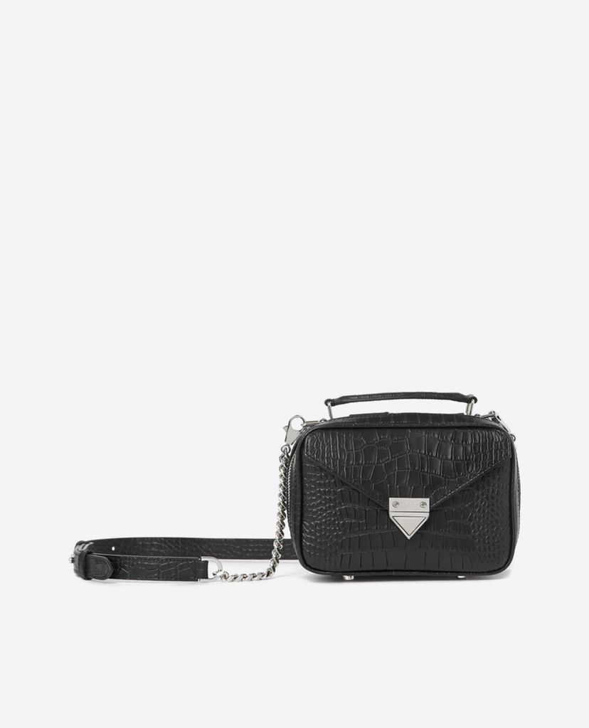 THE KOOPLES - Túi đeo vai nữ hình hộp vuông Mini Crocodile Leather