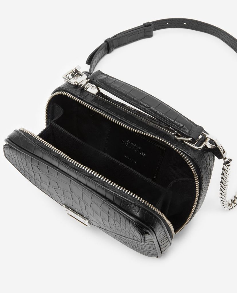THE KOOPLES - Túi đeo vai nữ hình hộp vuông Mini Crocodile Leather