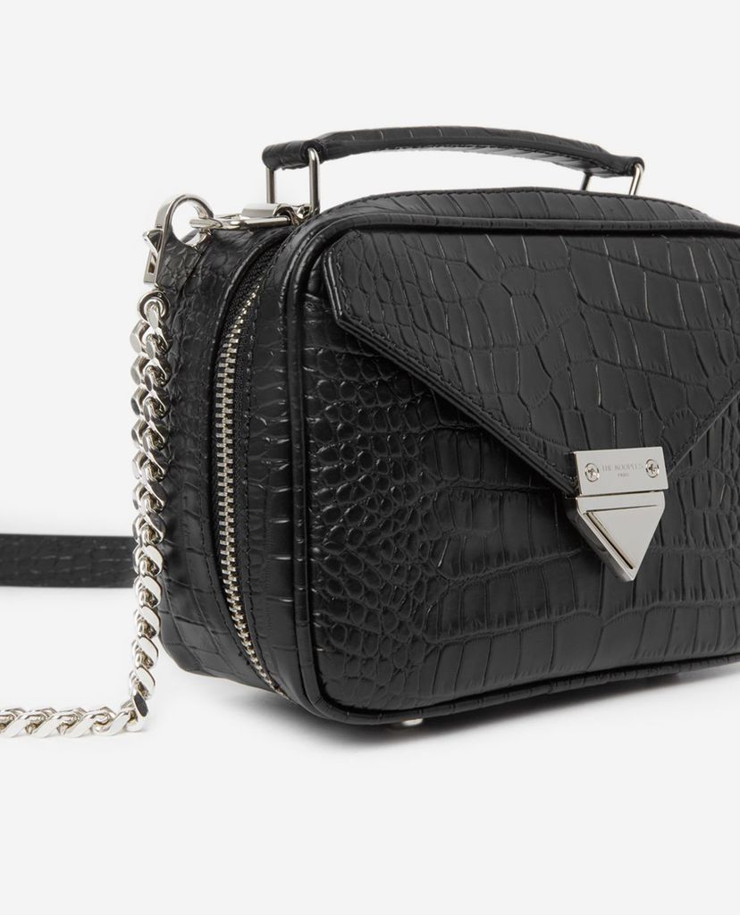 THE KOOPLES - Túi đeo vai nữ hình hộp vuông Mini Crocodile Leather