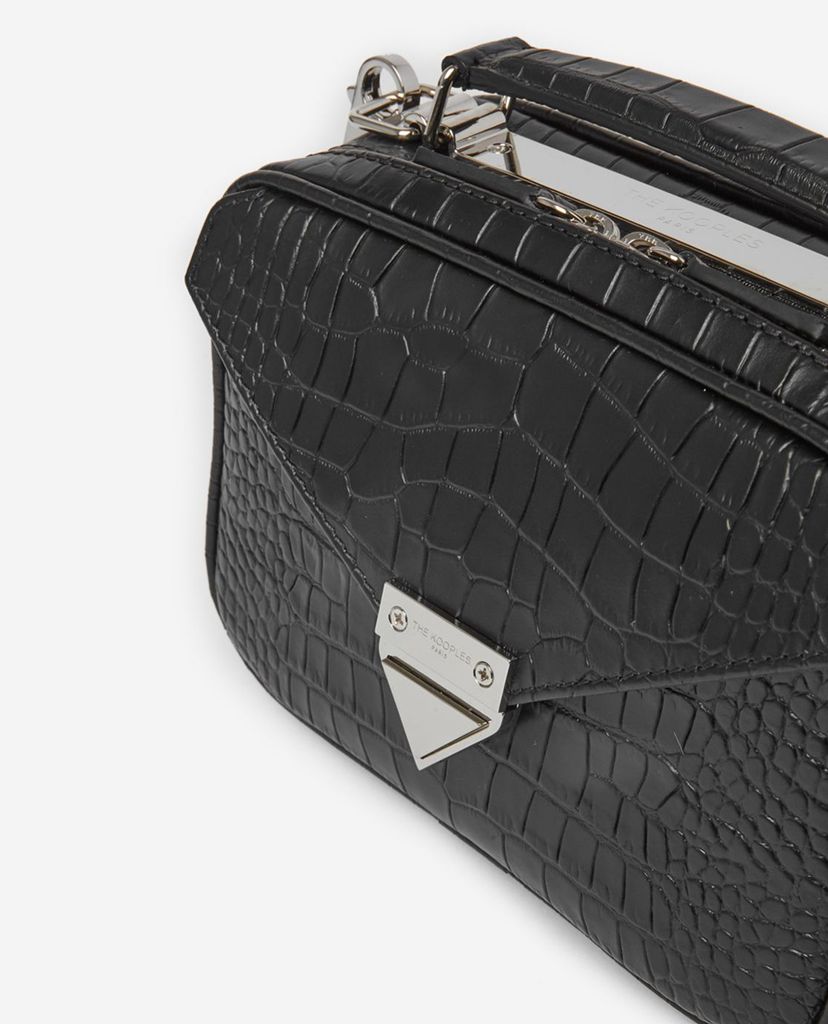 THE KOOPLES - Túi đeo vai nữ hình hộp vuông Mini Crocodile Leather