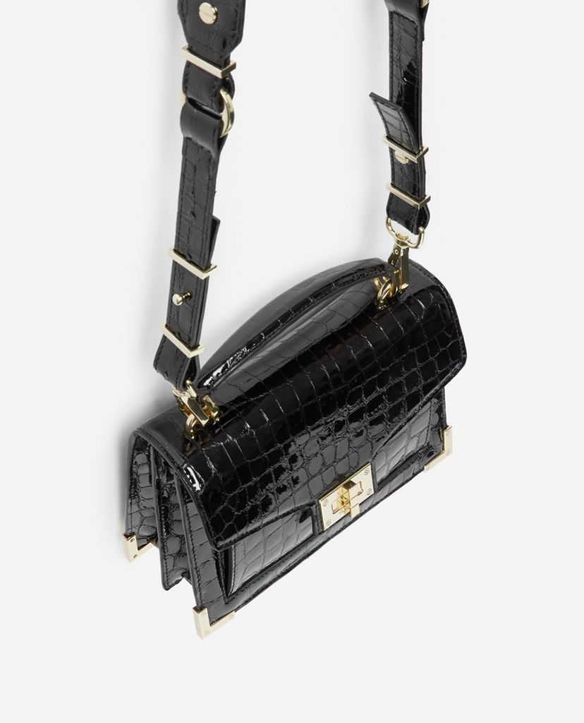 THE KOOPLES - Túi xách tay nữ Black Emily Mini Crocodile