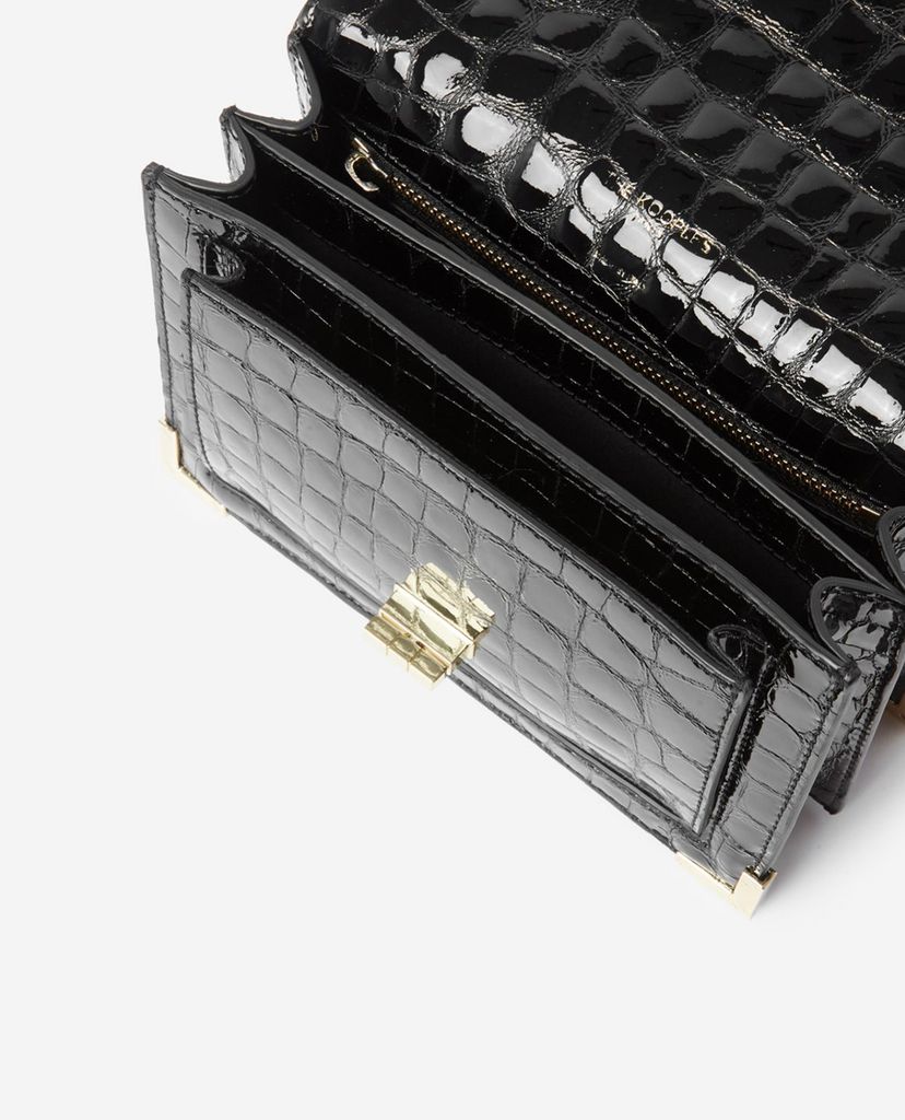 THE KOOPLES - Túi xách tay nữ Black Emily Mini Crocodile