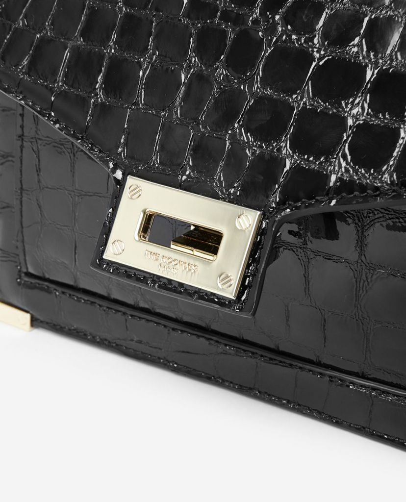 THE KOOPLES - Túi xách tay nữ Black Emily Mini Crocodile