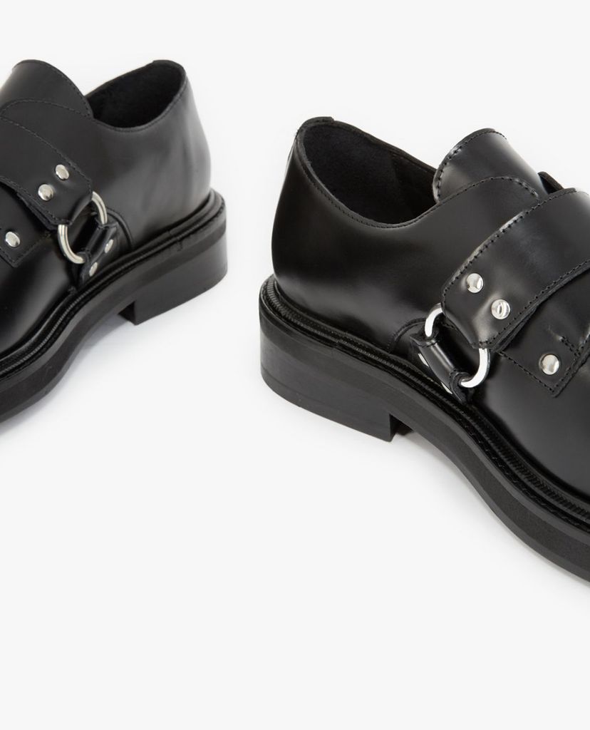 THE KOOPLES - Giày tây nam da bóng mũi tròn Leather Buckle