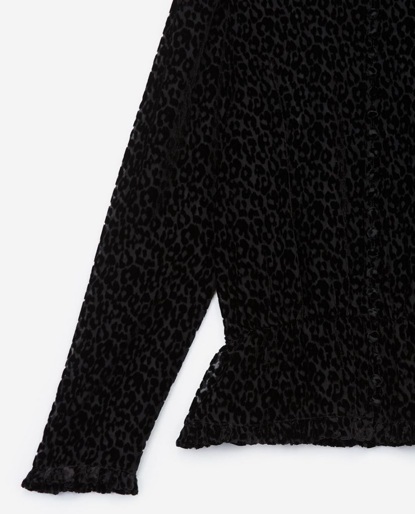 THE KOOPLES - Áo sơ mi nữ tay dài cổ trụ Leopard Print