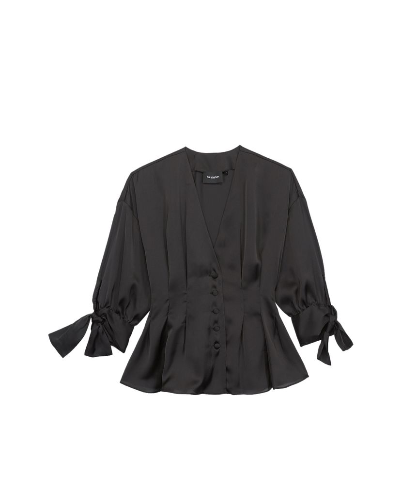THE KOOPLES - Áo sơ mi nữ cổ V tay lở Bow Sleeves