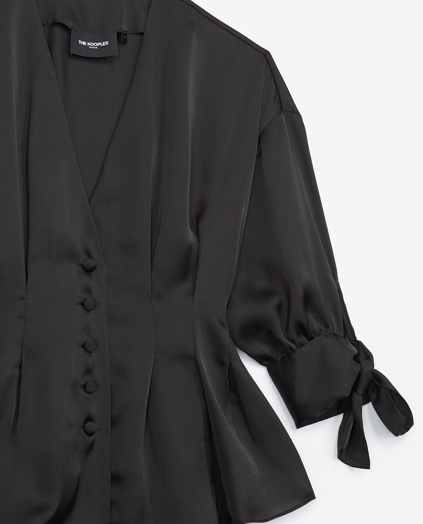 THE KOOPLES - Áo sơ mi nữ cổ V tay lở Bow Sleeves